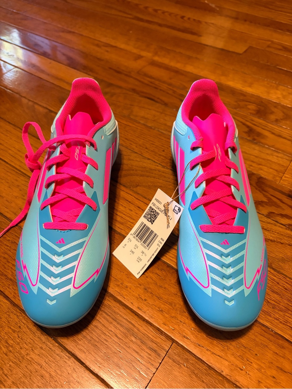 adidas Kids Sneakers in Aqua Blue and Hot Pink messi cleat